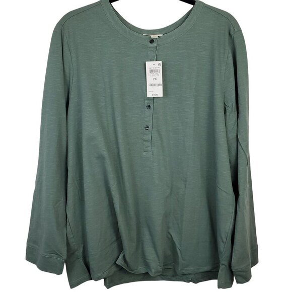 NWT Bundle of 2 Style & Co Womens Shirt 3/4 Button 2X Angel Falls/ Sage Green - Picture 6 of 16
